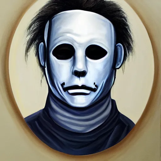 Image similar to A Painting of Michael Myers mask very detail 4K quality super realistic