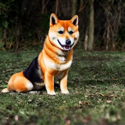 Image similar to photo of a shiba inu leading an occult ritual