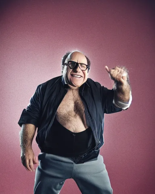 Image similar to portrait of danny devito as a professional wrestler. photographic, photography