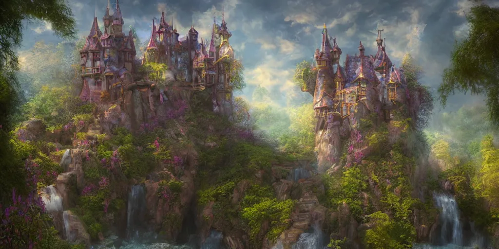 Image similar to a fairy castle, extremely detailed oil painting, unreal 5 render, fantasy digital art, octane render, beautiful composition, trending on artstation, award-winning photograph, masterpiece