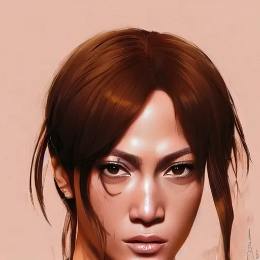 Image similar to jennifer lopez portrait as manga girl, realistic shaded perfect face, fine details. anime. realistic shaded lighting poster by ilya kuvshinov katsuhiro otomo ghost - in - the - shell, magali villeneuve, artgerm, jeremy lipkin and michael garmash and rob rey