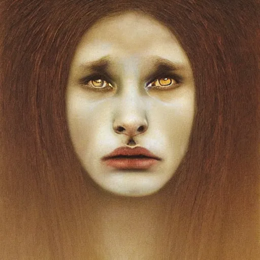 Image similar to portrait painting of 16 years old werewolf girl, by Beksinski