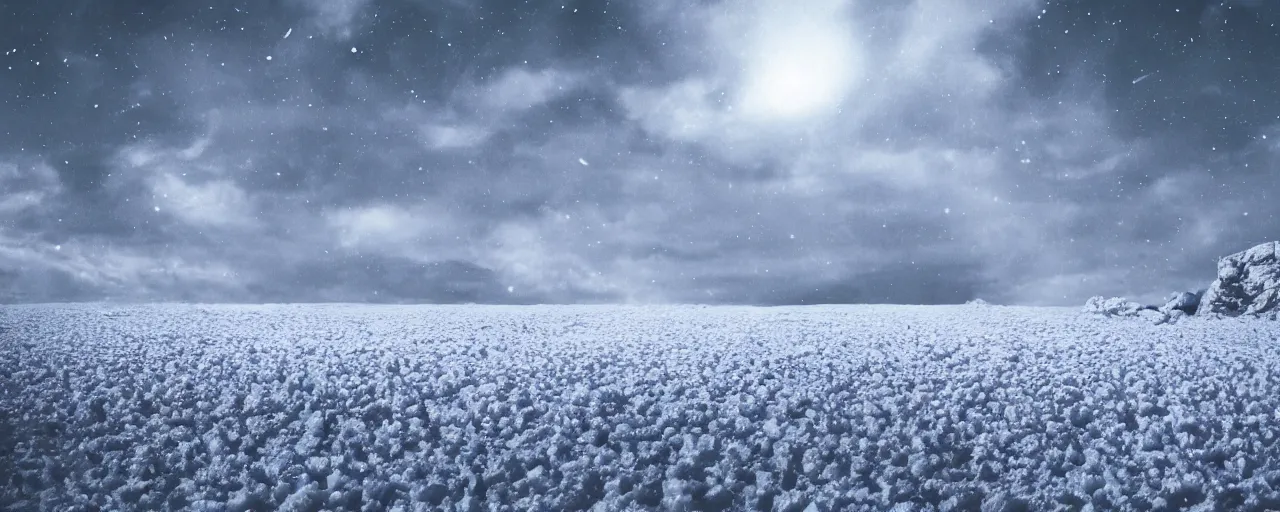 Image similar to a beautiful white landscape with alien life, cinematic