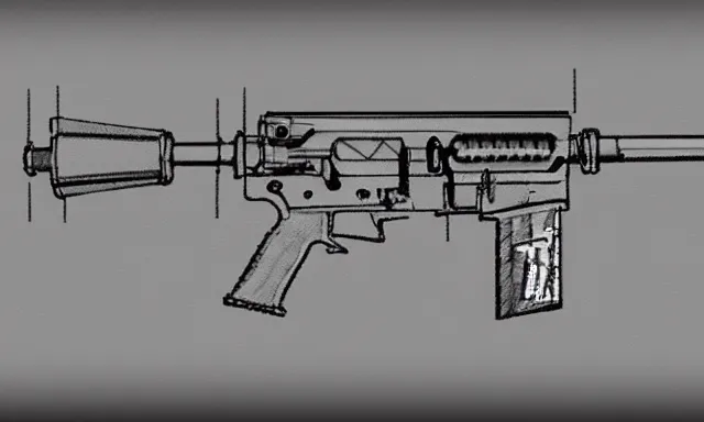 Image similar to technical sketch of an AR-15