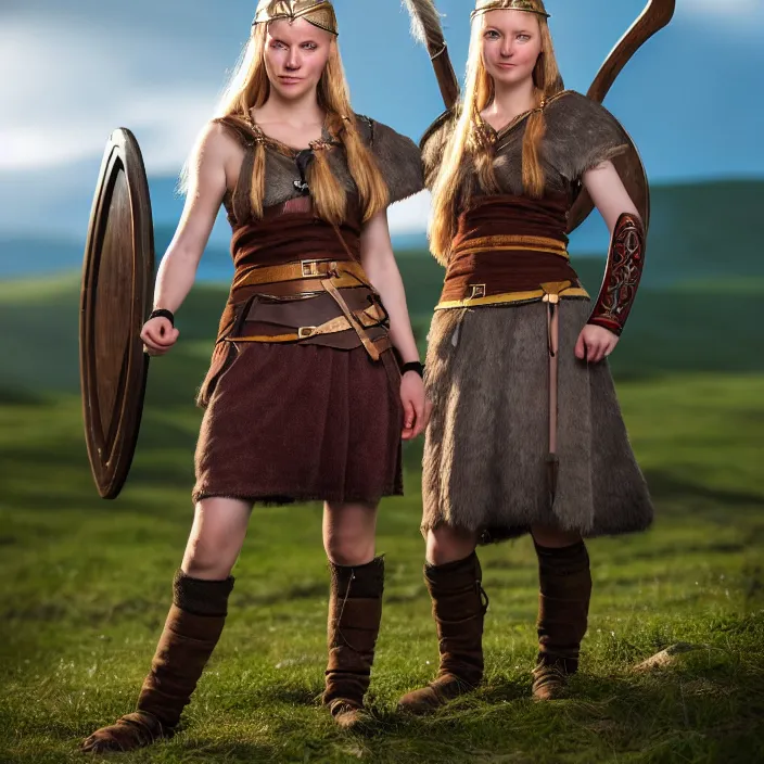 Prompt: full length photograph of a real-life female beautiful viking, Extremely detailed. 8k
