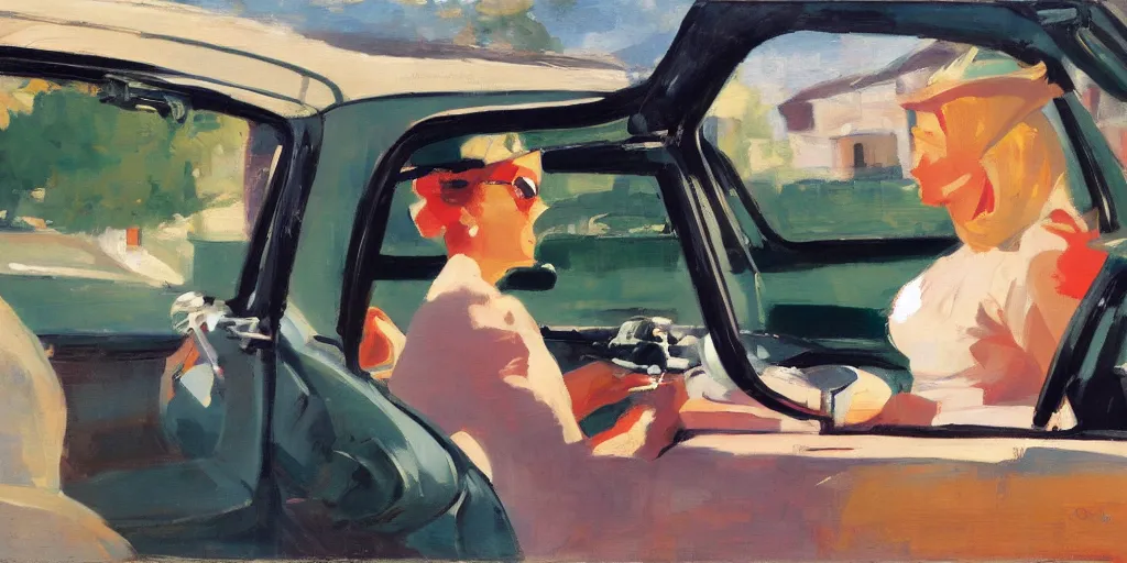 Image similar to wife in car, us suburbs ben aronson 1950