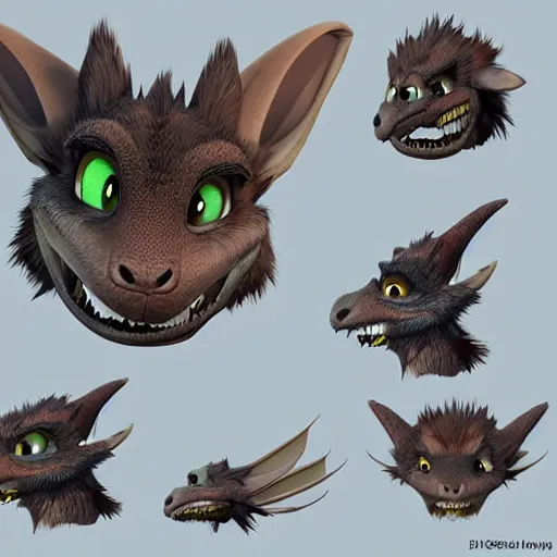 Prompt: close up headshot extremely detailed Concept, 3d render sheet Dragon concept artwork character design by Disney Pixar, in the style of ‘how to train your dragon’, ‘luca’, ‘zootopia’, ‘raya and the last dragon’ etc, high detail, detailed feathers, textures, scales and fur, 3d render, beautiful cinematic, villain character iconic design