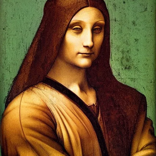 Prompt: Oil painting portrait of a Among Us by leonardo da vinci