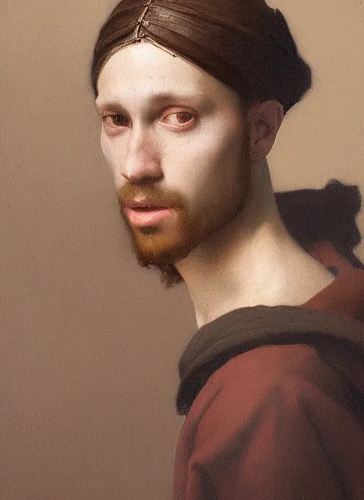 Prompt: realistic portrait of danny mondello, renaissance portrait painting, greg rutkowski, beautiful light, vermeer style