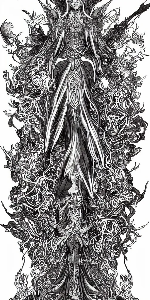 Image similar to a mage from final fantasy 14, intricate, amazing line work, cosmic, psychedelic.