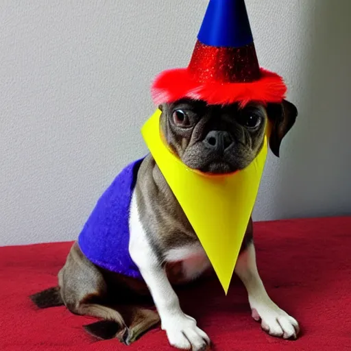 Image similar to dog wearing a party hat