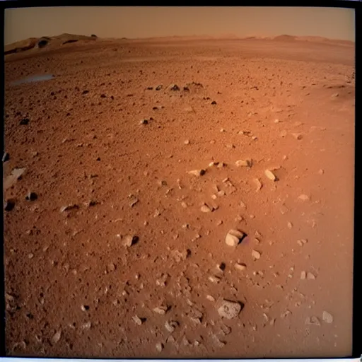 Image similar to a polaroid photograph of the surface of mars