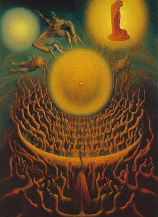 Image similar to the nine spheres of heaven from dante's divine comedy. highly detailed painting by zdzisław beksinski and henry fuseli. 8 k