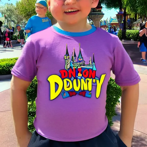 Image similar to walking around disneyland with shirt that says'i don't want to adults today ', highly detailed, high definition, ultra realistic