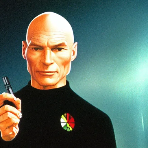 Image similar to captain picard smoking a joint