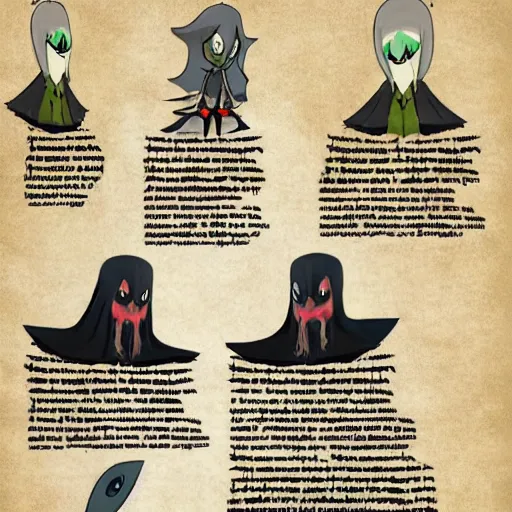 Image similar to various character sheets with character designs for a character with a squid for a head wearing a long vampire cape made from dark wispy smoke made as an enemy in Splatoon by nintendo