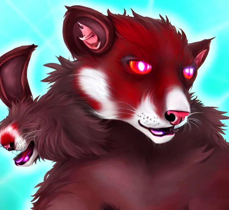 Image similar to furry - male - red - black - weasel - necromancer - fursona uhd ue 5 visual novel pc game expressions