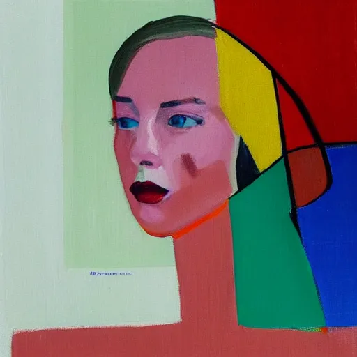 Image similar to loose painting portrait of a beautiful woman by ridley scott and mondrian