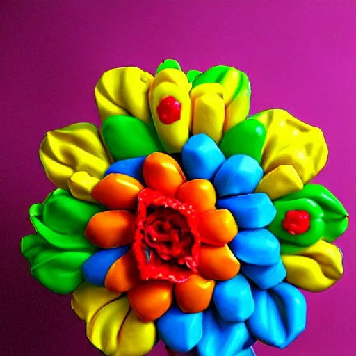 Image similar to A flower made of candy in a world made of candy