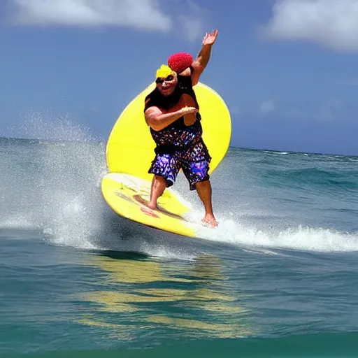 Image similar to Wario surfing in Hawaii