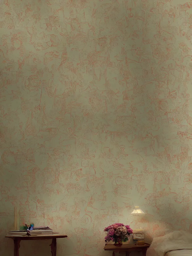 Image similar to wallpapered room by disney concept artists, blunt borders, rule of thirds