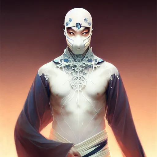 Prompt: ultra realistic illustration, a japanese male digital ghost ninja, intricate, elegant, highly detailed, digital painting, artstation, concept art, smooth, sharp focus, illustration, art by artgerm and greg rutkowski and alphonse mucha