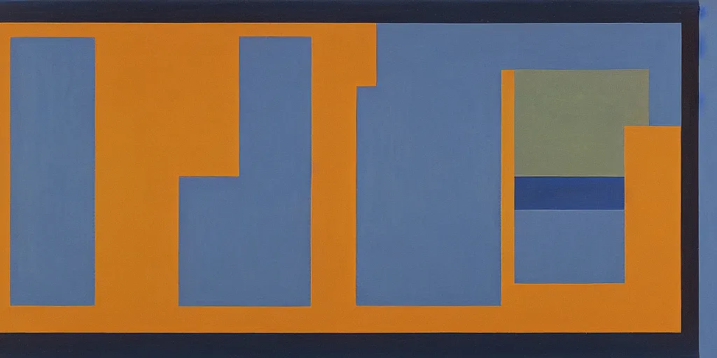 Image similar to blueprint of a clock, josef albers, brushstrokes, white lines, oil painting