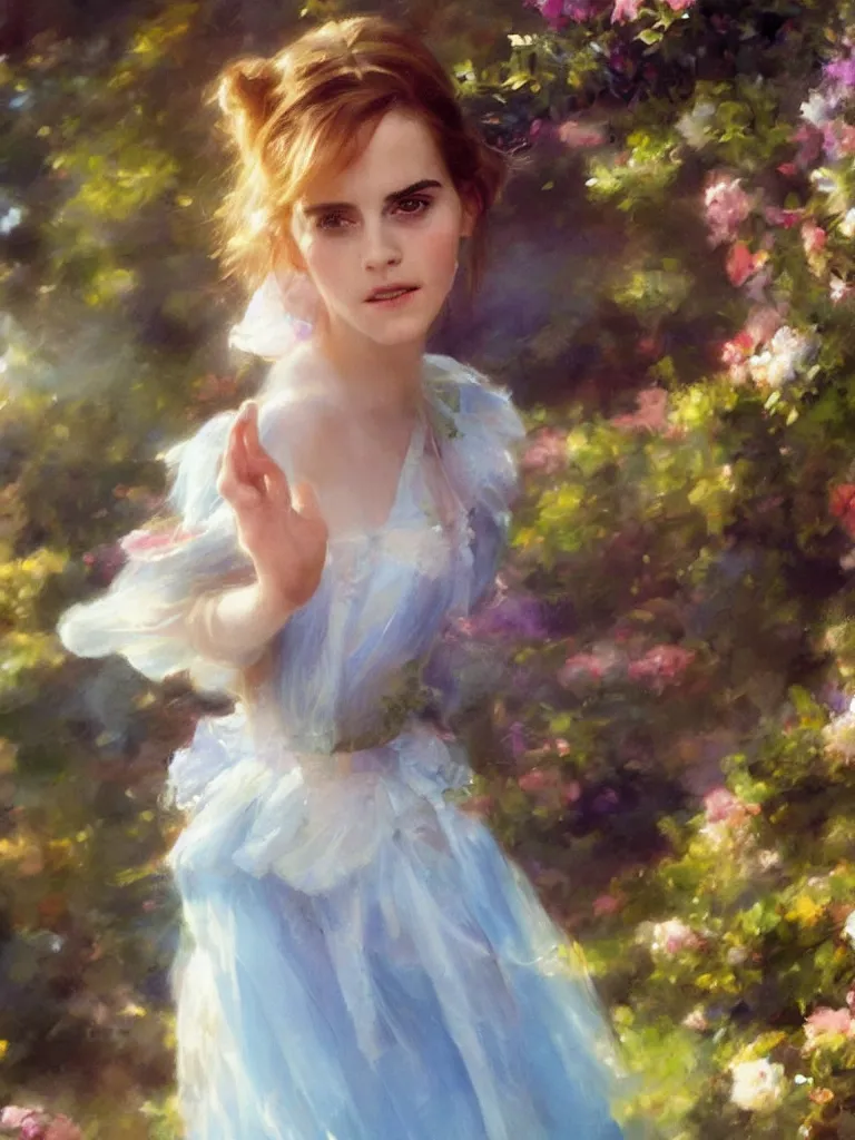 Prompt: close up of emma watson in alice in wonderland, cinematographic shot, by vladimir volegov and alexander averin and delphin enjolras and daniel f. gerhartz