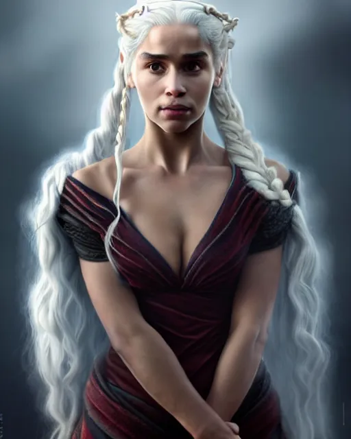 Image similar to photo of a gorgeous young lebron james, lebrone james as daenerys targaryen in the style of stefan kostic, realistic, professionally, professionally color graded, half body shot, sharp focus, 8 k high definition, insanely detailed, intricate, elegant, art by stanley lau and artgerm