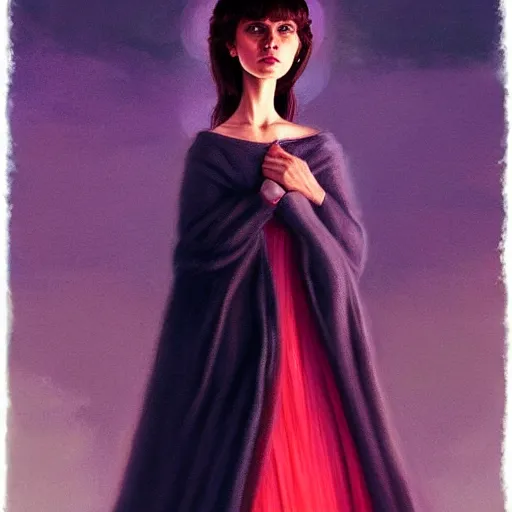 Image similar to ☁🌪🌙👩🏾, soft elegant gown, neon god of city character portrait, in the style of margaret keane, moebius, tom bagshaw, and waterhouse, cinematic lighting, beautiful, elegant, oil painting,