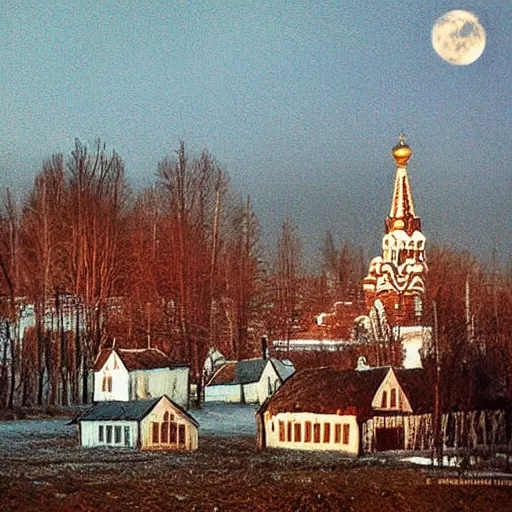 Prompt: russian village on moon