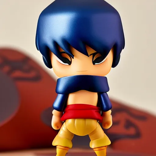 Image similar to pixar warrior aladdin as nendoroid, side view, 8 k hd dof, kodak film,