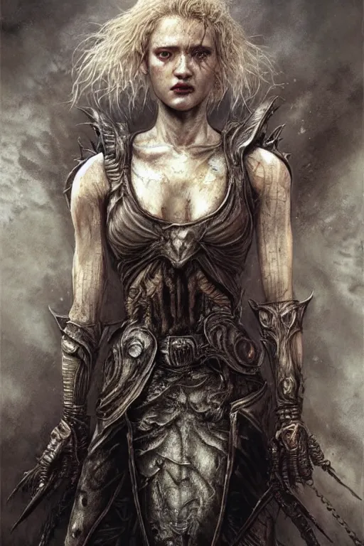 Image similar to portrait of julia garner by hr giger, greg rutkowski, luis royo and wayne barlowe as a diablo, resident evil, dark souls, bloodborne monster