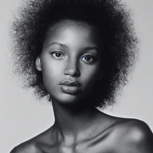 Image similar to photo of a beautiful 1 9 8 7 black young female model