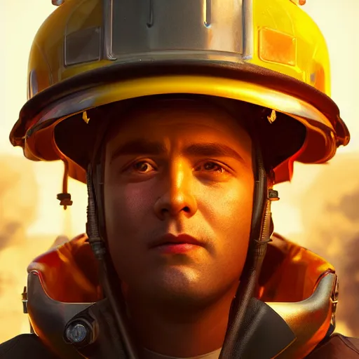 Image similar to portrait of fireman, 8 k uhd, unreal engine, octane render in the artstyle of finnian macmanus, john park and greg rutkowski