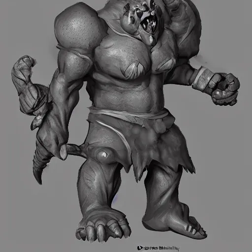 Prompt: stylized concept art of an ogre goblin warrior painted by satoshi matsuura artstation style