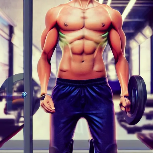 Image similar to a realistic detailed photo of a guy who is an attractive humanoid who is half robot and half humanoid, who is a male android, attractive and handsome jogger, shiny skin, posing like a statue, blank stare, in a factory, on display, showing off his muscles, wearing gym shorts, side view, looking at each other mindlessly