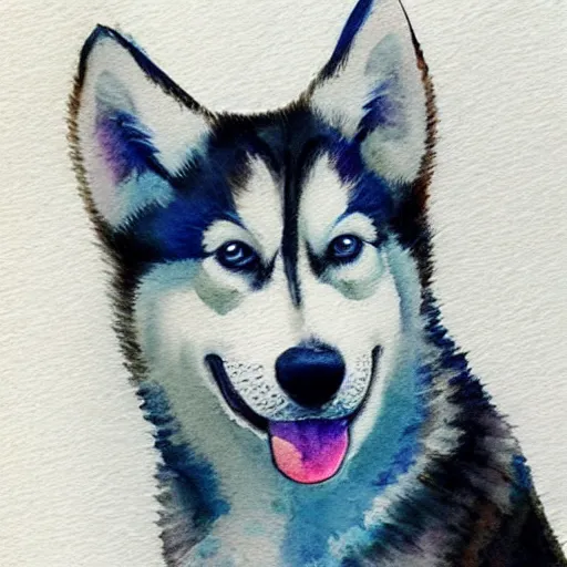 Image similar to cute,adorable,happy,huskie puppy, watercolor