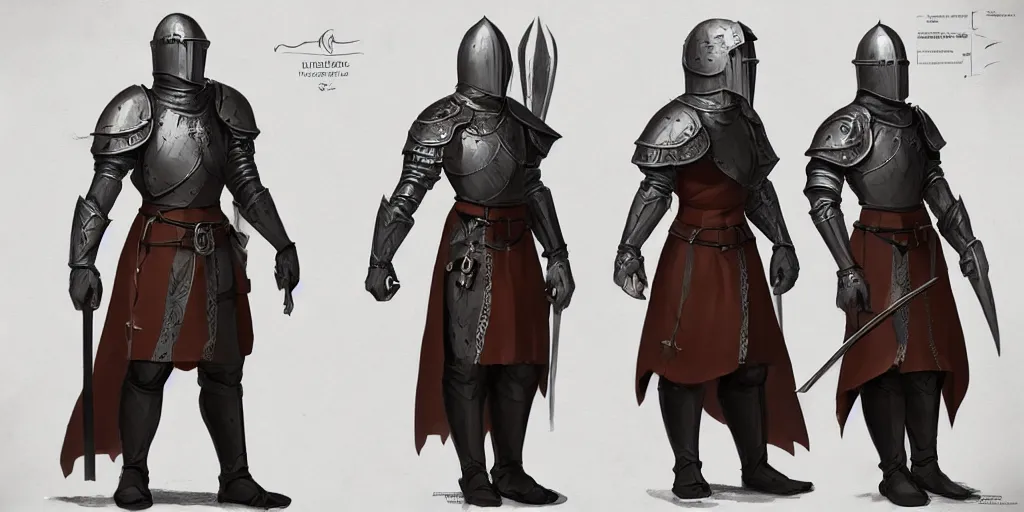 Prompt: medieval knights full body character sheet, beautiful intricate concept art by senior character artist, trending on artstation