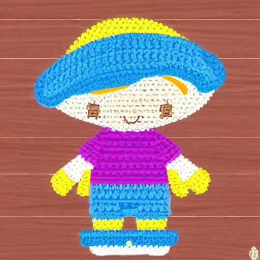 Image similar to product image of a cute crochet grandma made of crochet who's making a crochet. high resolution