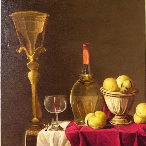 classic baroque still life painting of a wine glass | Stable