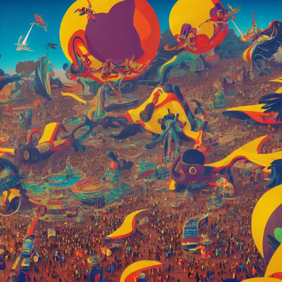 Image similar to trinidad and tobago carnival by paolo eleuteri serpieri and tomer hanuka and chesley bonestell and daniel merriam and tomokazu matsuyama, unreal engine, high resolution render, featured on artstation, octane, 8 k, highly intricate details, vivid colors, vector illustration