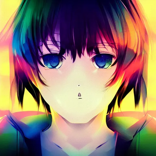 Prompt: chromatic aberration anime portrait trending on pixiv soft lighting