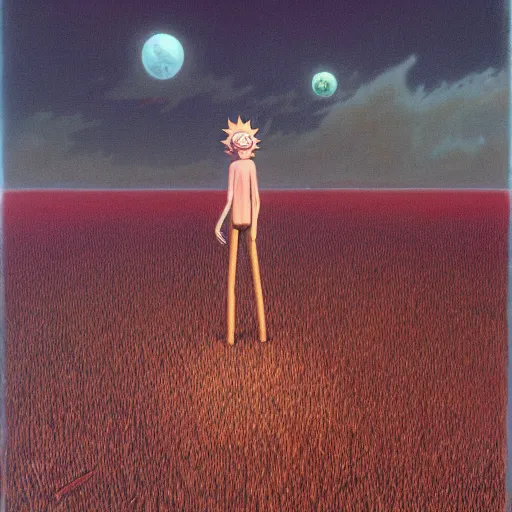 Prompt: rick and morty by zdzislaw beksinski