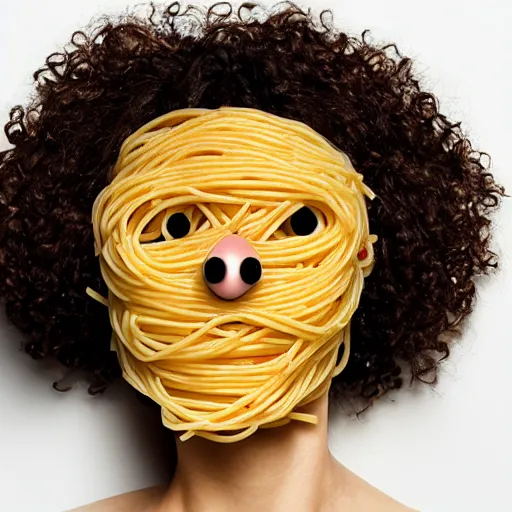 Image similar to face made of spaghetti