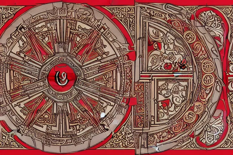 Image similar to symmetrical mural painting from the early 1 9 0 0 s in the style of art nouveau, red curtains, art nouveau design elements, art nouveau ornament, opera house architectural elements, mucha, masonic symbols, masonic lodge, joseph maria olbrich, simple, iconic, masonic art, masterpiece