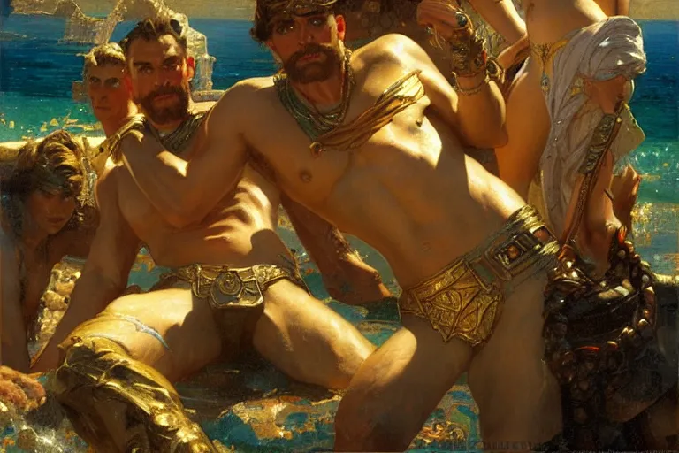 Image similar to atlantis, painting by gaston bussiere, craig mullins, j. c. leyendecker, tom of finland