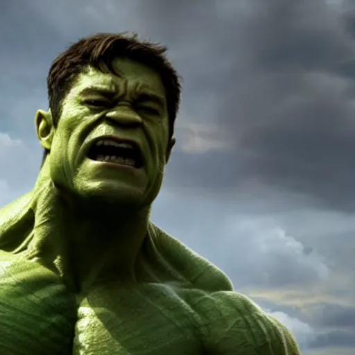 Prompt: film still of Joseph Gordon Levitt as The hulk in new avengers film, 4k