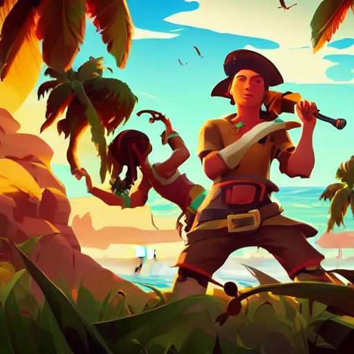 Image similar to painting treasure on sea of thieves game smooth median photoshop filter cutout vector, behance hd by jesper ejsing, by rhads, makoto shinkai and lois van baarle, ilya kuvshinov, rossdraws global illumination