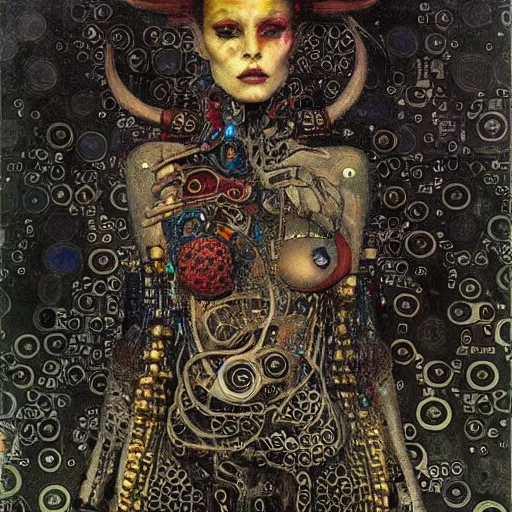 Prompt: stunning cybernetic demon trapped in circuitry hellscape, intricate detail, klimt, miro, royo, whealan, figure study,